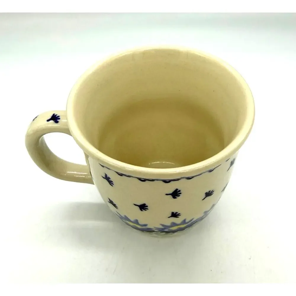 Polish Pottery Blue Floral Mug Hand-made in Boleslawiec Poland